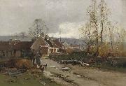 Eugene Galien-Laloue Feeding the chickens oil